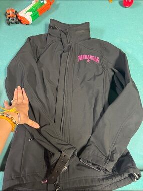 Black Softshell Jacket with Pink "PANHANDLE" Logo
